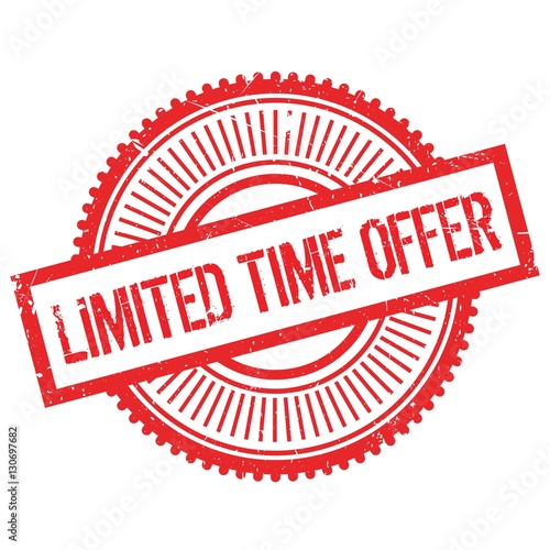 Limited time offer stamp. Grunge design with dust scratches. Effects can be easily removed for a clean, crisp look. Color is easily changed.