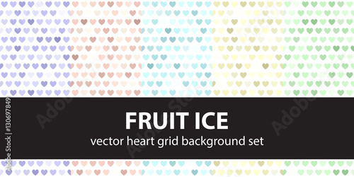 Heart pattern set "Fruit Ice". Vector seamless backgrounds