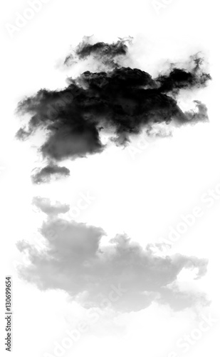 Dark cloud and its reflection over white background