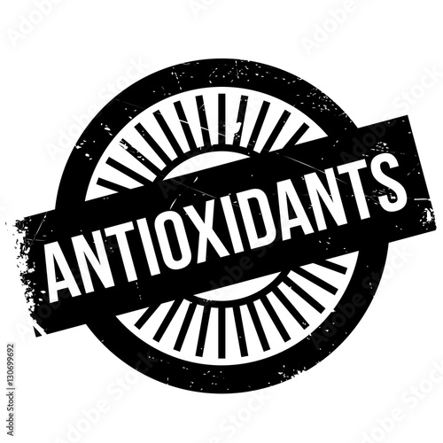 Antioxidants stamp. Grunge design with dust scratches. Effects can be easily removed for a clean, crisp look. Color is easily changed.