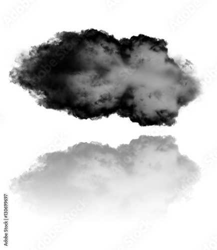 Cloud shape and reflection isolated over white background