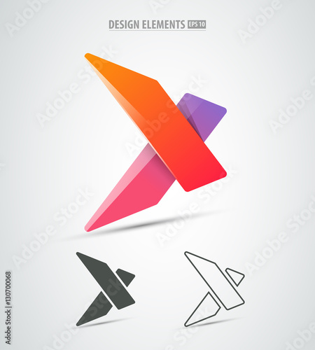 Vector extreme sports corporate identity logo icon design. Simple and clean x letter.