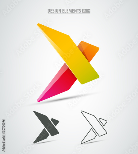 Vector extreme corporate identity icon logo design. Simple and clean x letter.