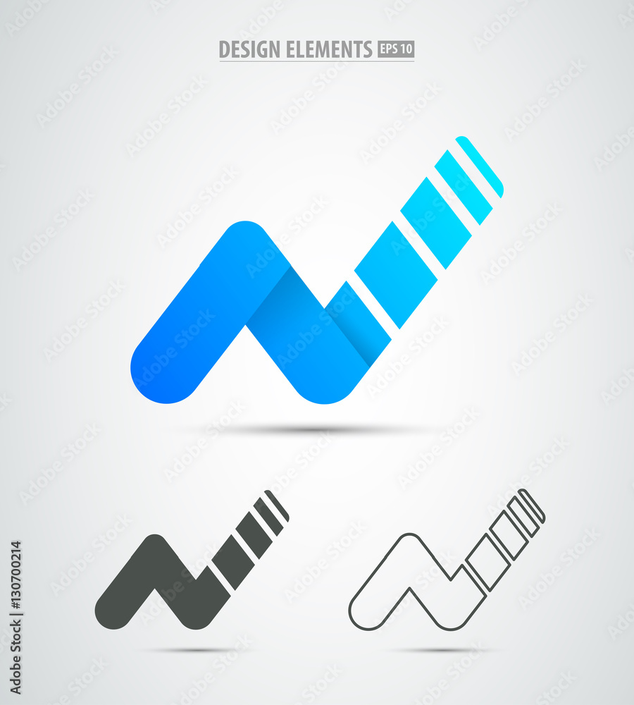 Vector abstract letter N logo elements set. Line art and flat design ...