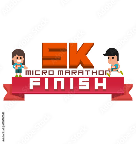 Micro Marathon 5K running finish, Vector illustration