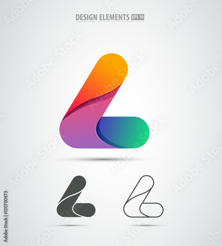 Vector letter L logo design elements. Corporate identity icon design. Simple and clean isolated on white. Origami paper shape. Application icon design template. Material design photo
