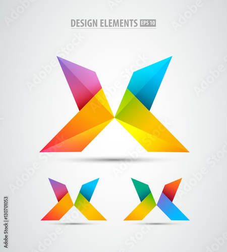 Free Download Vector origami logo icons. Design elements. Abstract letter X icon - GFXLoad