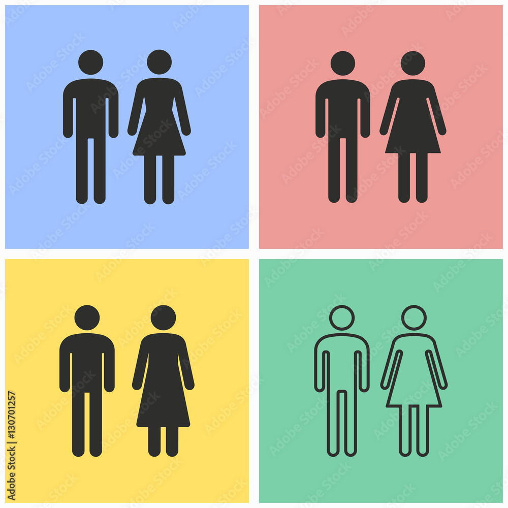 Man and Woman restroom icon set. Man and Woman restroom icon set.