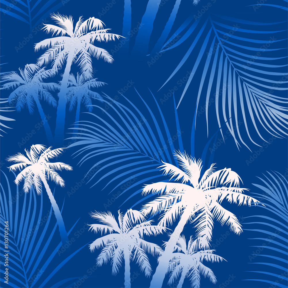 Naklejka premium Tropical summer palm trees seamless pattern