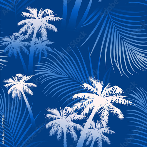 Tropical summer palm trees seamless pattern