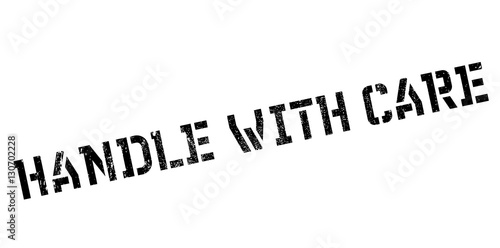 Handle with care rubber stamp. Grunge design with dust scratches. Effects can be easily removed for a clean, crisp look. Color is easily changed.