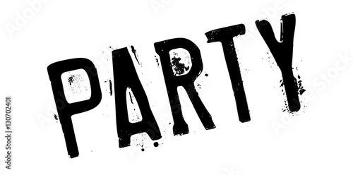 Party rubber stamp. Grunge design with dust scratches. Effects can be easily removed for a clean, crisp look. Color is easily changed.