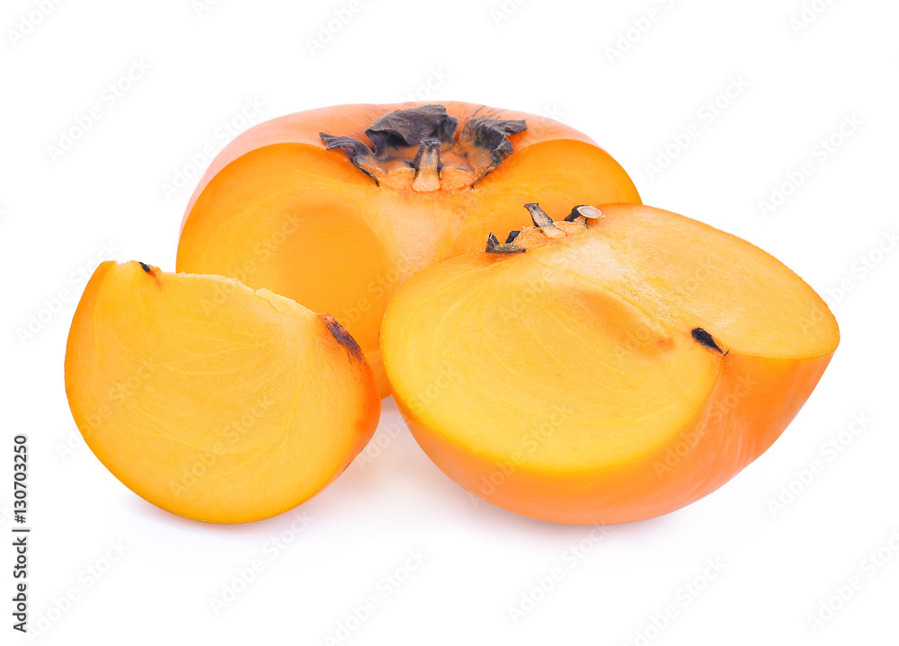 fresh persimmon fruit isolated on white background