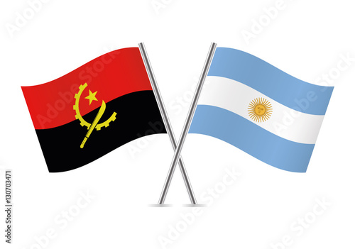 Angola and Argentina flags. Vector illustration.