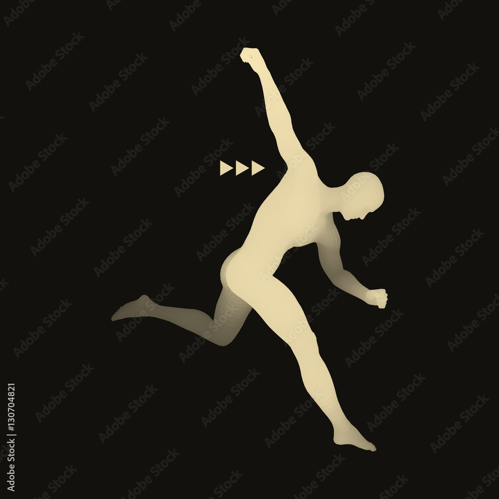 Football player. 3D Model of Man. Human Body. Sport Symbol.