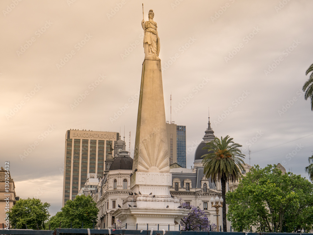 The Piramide de Mayo (May Pyramid), on Plaza de Mayo square is the oldest national monument in the City of Buenos Aires, Argentina..