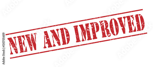 new and improved red vector stamp on white background