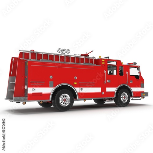 Fire Rescue Truck isolated on white. 3D illustration