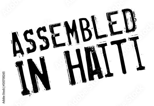 Assembled in Haiti rubber stamp. Grunge design with dust scratches. Effects can be easily removed for a clean, crisp look. Color is easily changed.