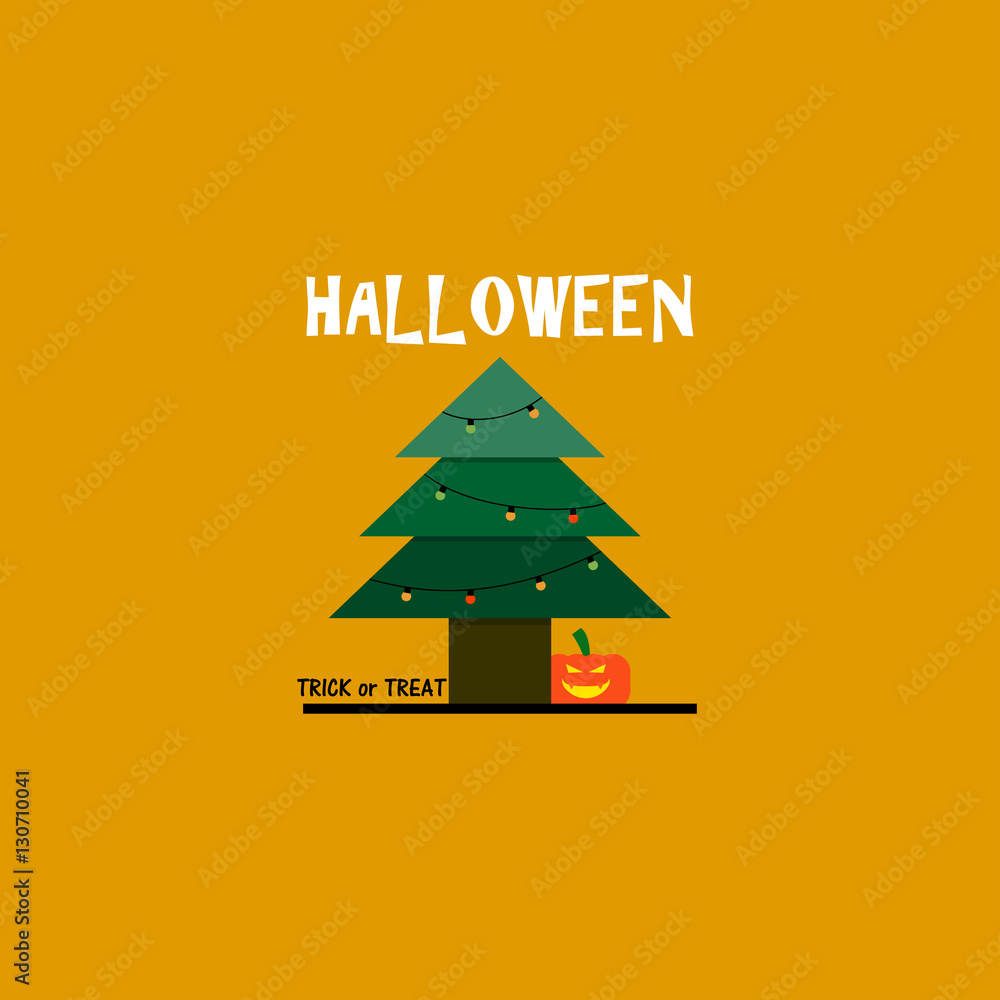 Fototapeta premium vector illustration of halloween pumpkin and tree