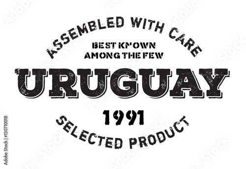 Assembled in Uruguay rubber stamp. Grunge design with dust scratches. Effects can be easily removed for a clean, crisp look. Color is easily changed.