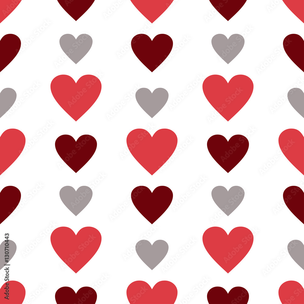 Seamless pattern with light and dark hearts. Background for Valentine's Day greetings cards and gifts papers. Vector illustration.