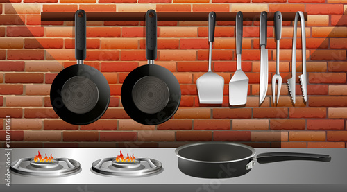 Kitchen utencils in kitchen