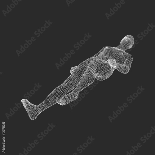 Man is Lying on the Floor. Man Relaxing and Dreaming.