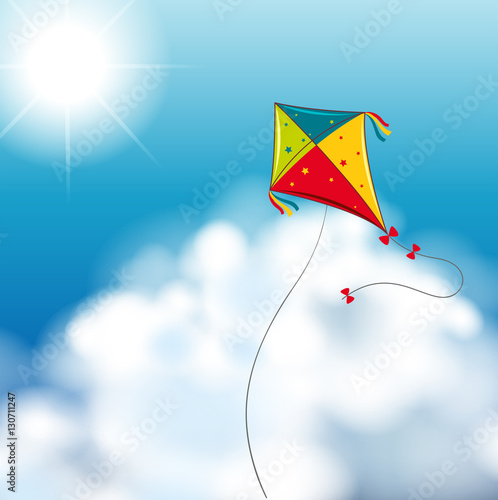 Background scene with kite in the sky