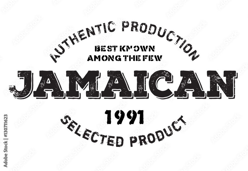 Authentic jamaican product stamp. Grunge design with dust scratches. Effects can be easily removed for a clean, crisp look. Color is easily changed.