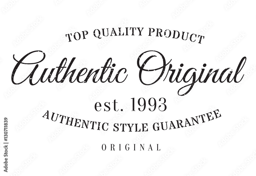 Authentic original product stamp. Grunge design with dust scratches. Effects can be easily removed for a clean, crisp look. Color is easily changed.