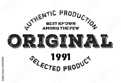 Authentic original product stamp. Grunge design with dust scratches. Effects can be easily removed for a clean, crisp look. Color is easily changed.