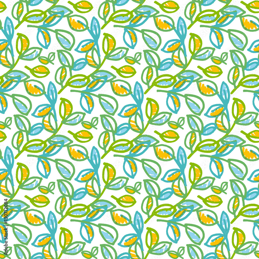 Tender spring foliage seamless vector pattern in hand drawn shab Tender spring foliage seamless vector pattern in hand drawn shab