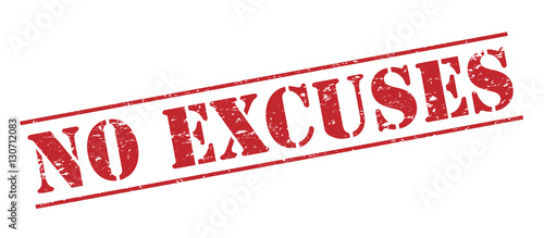 Konstfotografi no excuses red stamp on white background