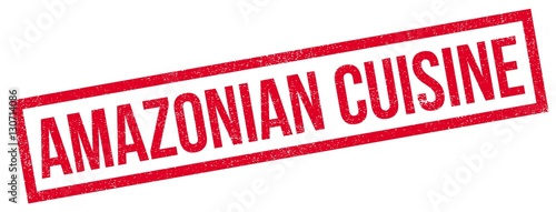 Amazonian Cuisine rubber stamp. Grunge design with dust scratches. Effects can be easily removed for a clean, crisp look. Color is easily changed.
