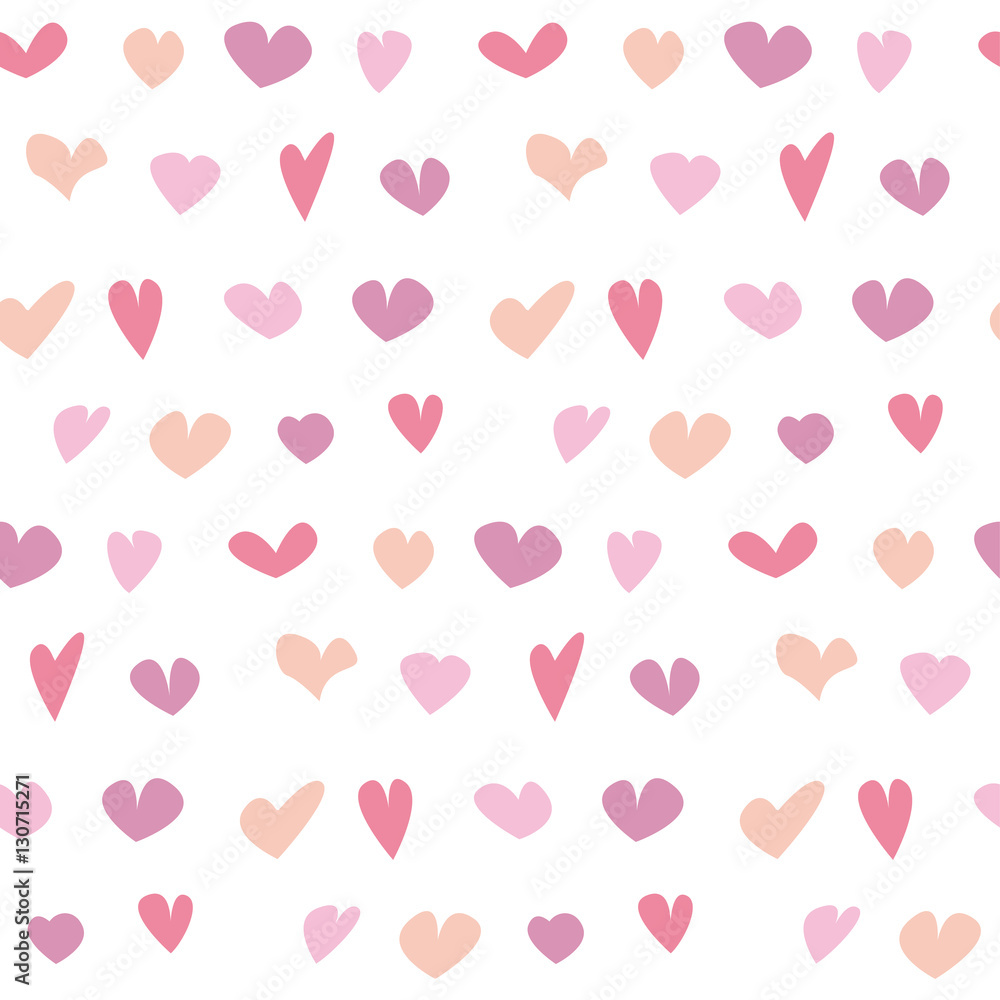valentine seamless polka dot pattern with hand drawn assorted he