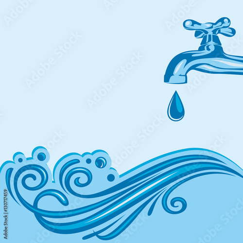 background of tap with drop and falling water