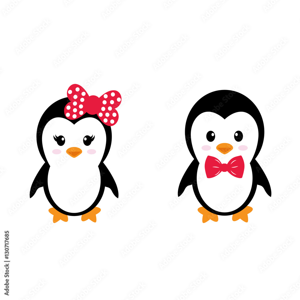 Fototapeta premium cute penguins set