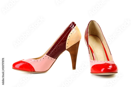 Elegant pair of women's shoes isolated on a white background