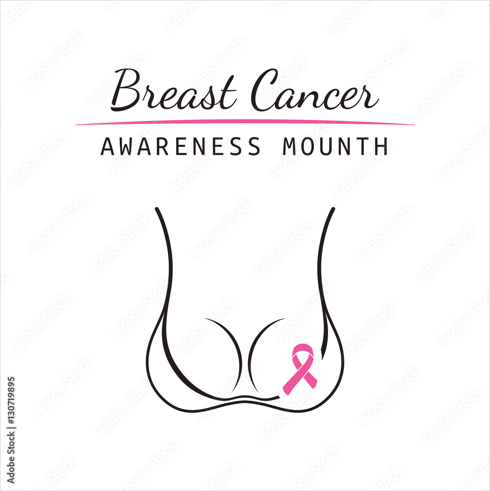 Breast Cancer October. Female bra. Information campaign. Woman
