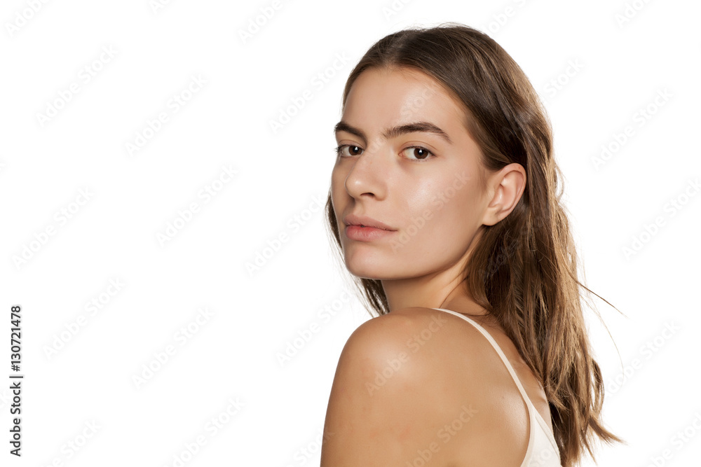 young beautiful woman with long hair and without makeup young beautiful woman with long hair and without makeup