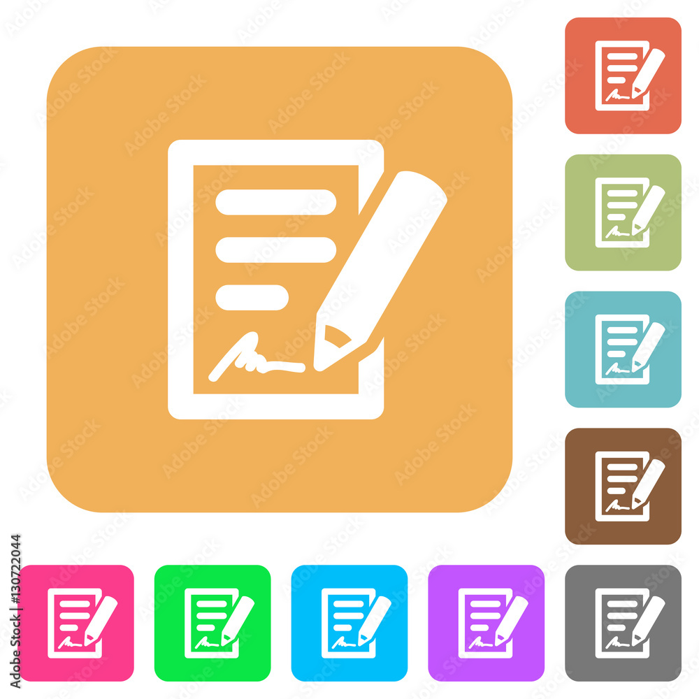 Signing contract rounded square flat icons Signing contract rounded square flat icons