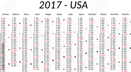 USA Vector Editable Calendar 2017