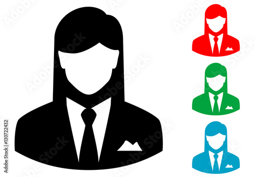 Icono plano silueta mujer de negocios varios colores