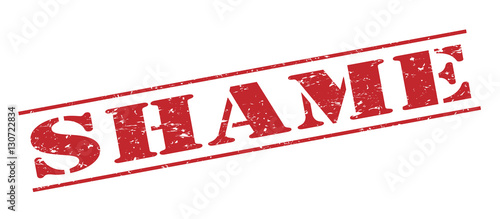 shame red stamp on white background photo