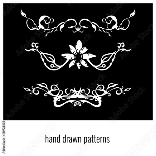 Set of three decorative floral elements of beautiful design Vector Illustration