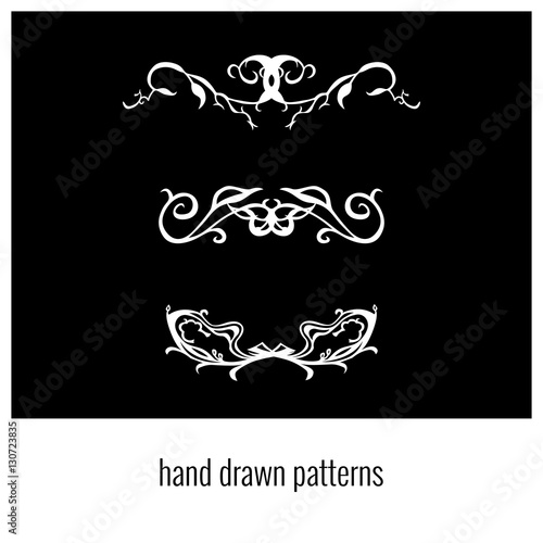 Set of three decorative floral elements of beautiful design Vector Illustration