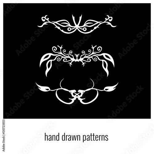 Set of three decorative floral elements of beautiful design Vector Illustration