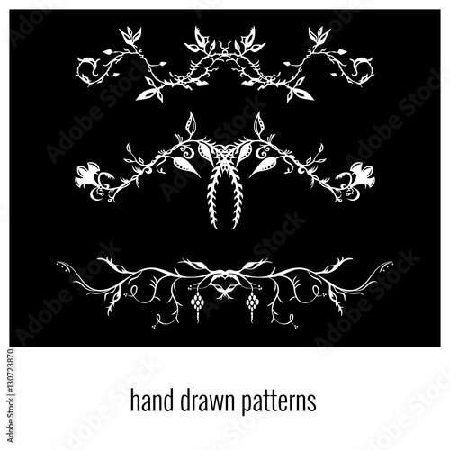 Set of three decorative floral elements of beautiful design Vector Illustration