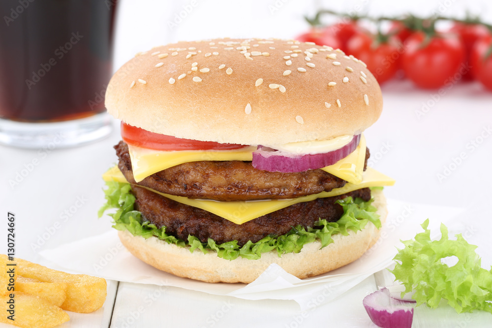 Double Cheeseburger Hamburger Menu Menü Menue Getränk Double Cheeseburger Hamburger Menu Menü Menue Getränk